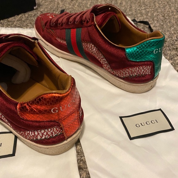 Gucci Men’s Velvet Dragons Size 10 - Picture 11 of 14